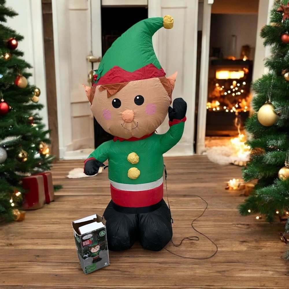 Cheery Elf Airblown Inflatable 4 ft Gemmy Christmas Indoor Outdoor Blowup
